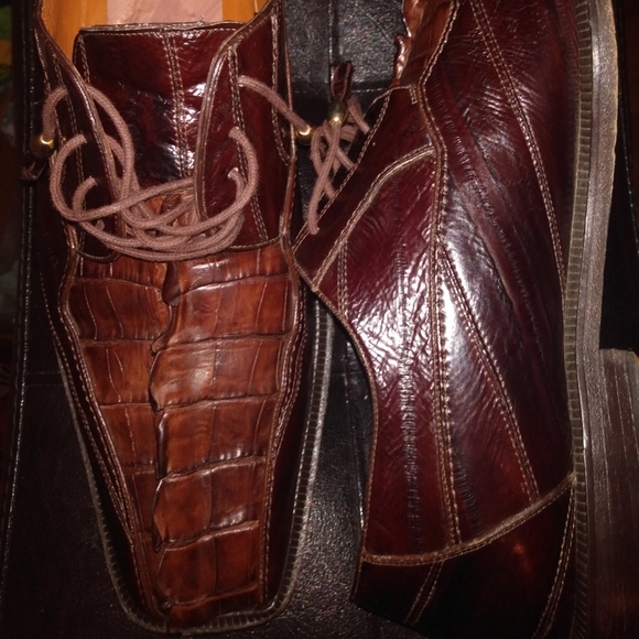 Romano Ridolfi Other - 12 hornback crocodile and eel skin leather oxfords